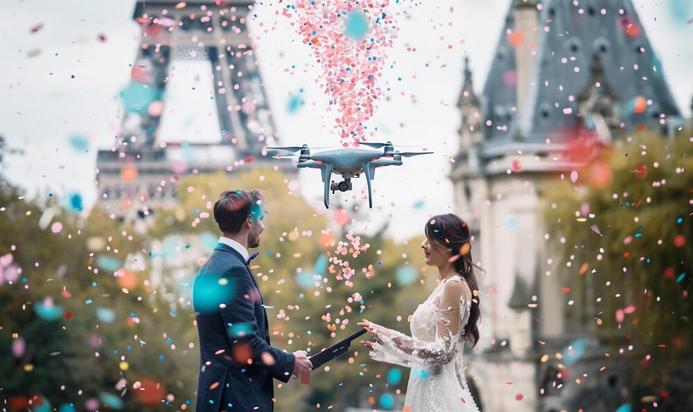 Couple using a remote