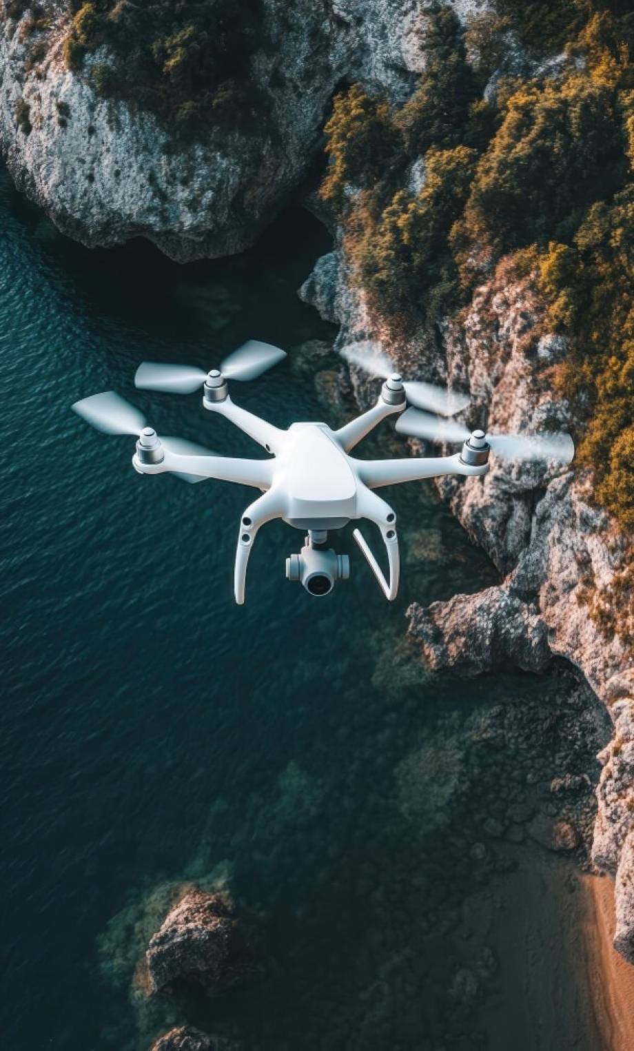 Aipowered drone capturing aerial footage of a remote location